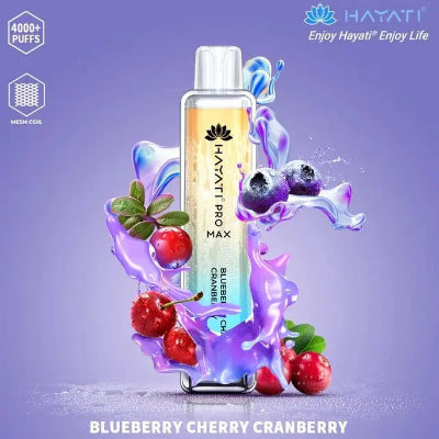 Hayati Pro Max 4000 Puffs Box of 10 Blueberry Cherry Cranberry