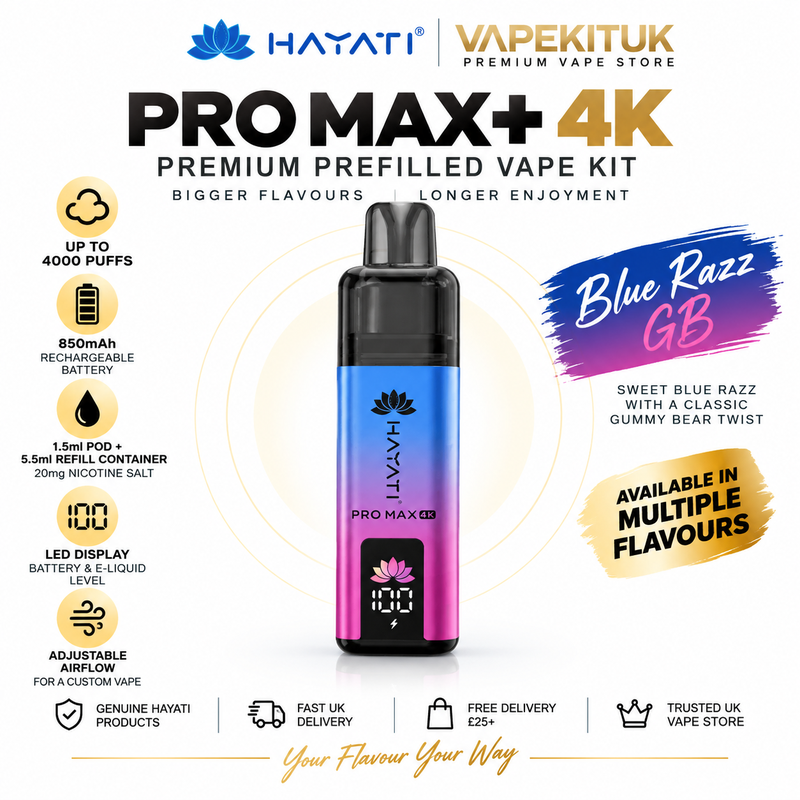 Hayati Pro Max Plus 4000 Blue Razz GB Prefilled Pod Kit – 20mg