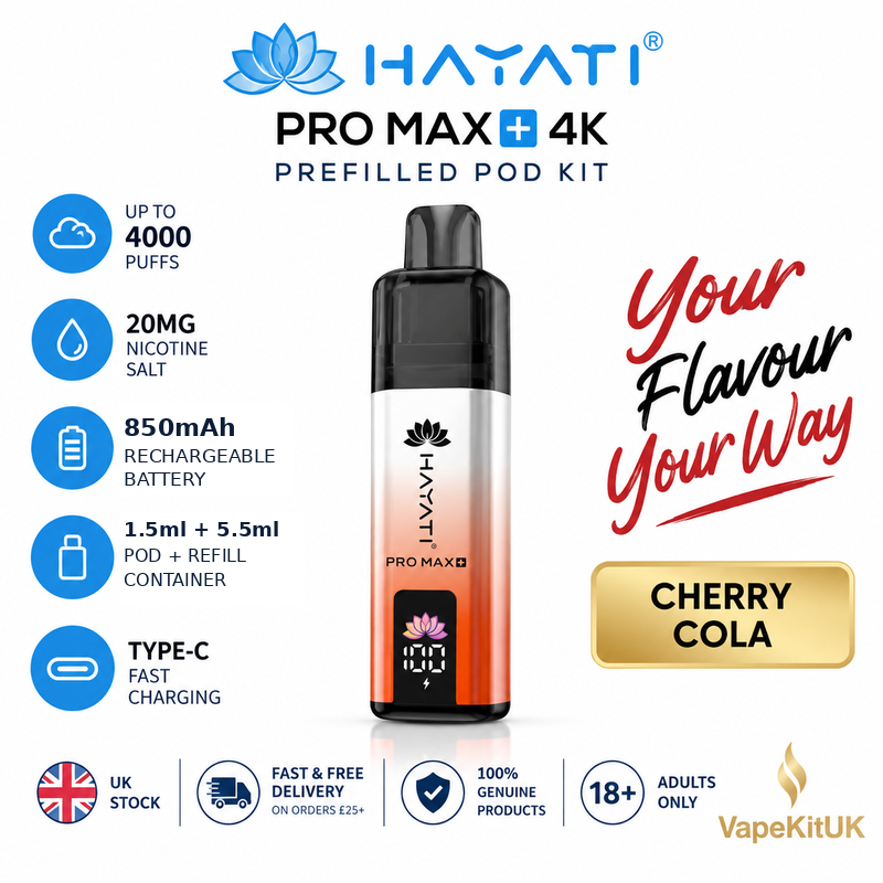 Hayati Pro Max Plus 4000 Cherry Cola Prefilled Pod Kit – 20mg