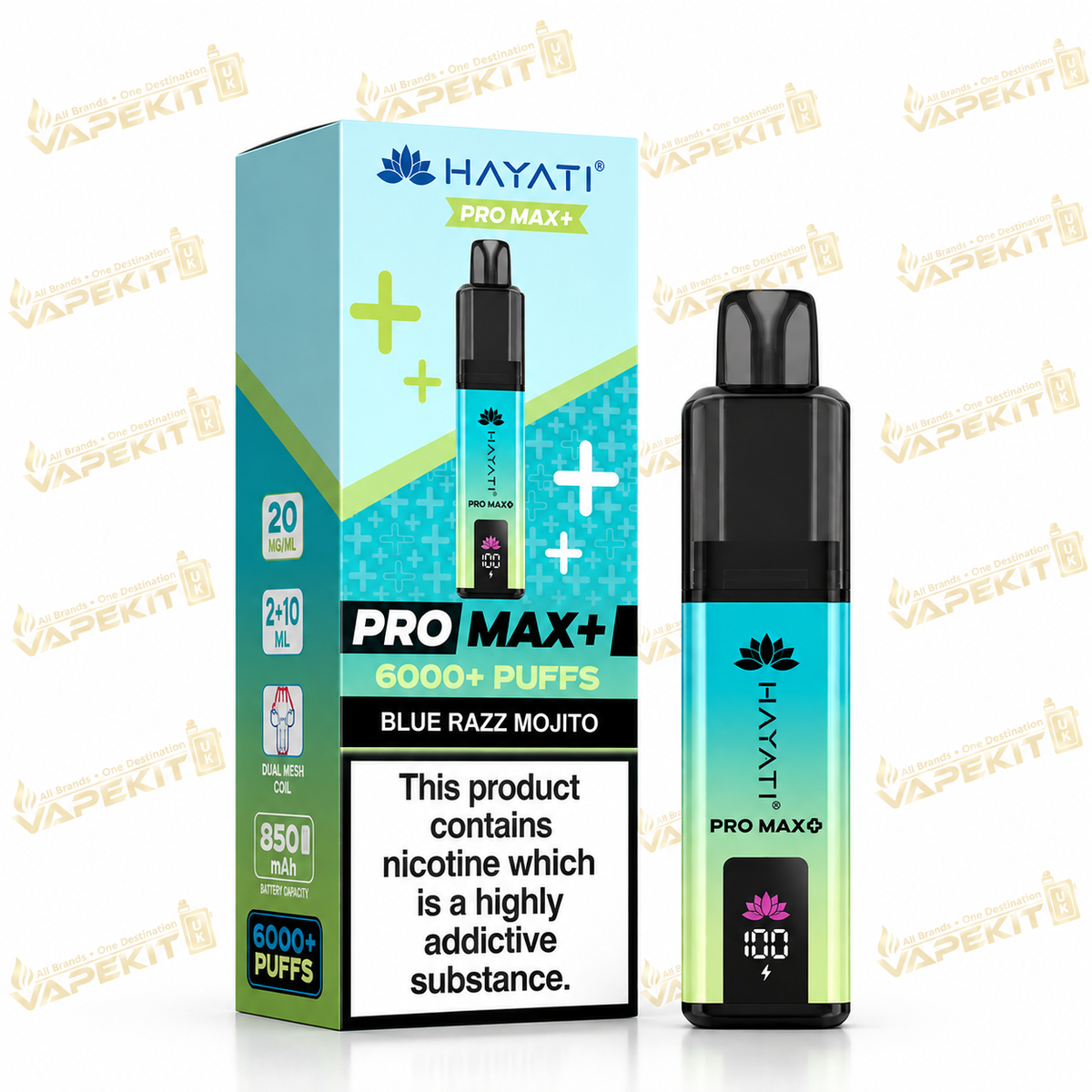 Hayati Pro Max Plus 6000 Blue Razz Mojito 20mg pod kit - VapeKitUK