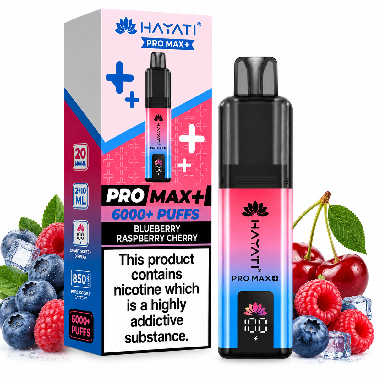 Hayati Pro Max Plus 6000 Blueberry Raspberry Cherry 20mg pod kit