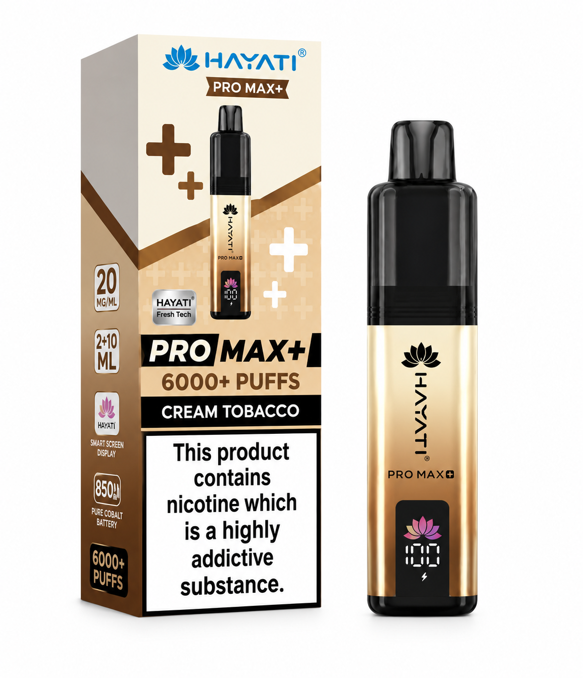 Hayati Pro Max Plus 6000 Cream Tobacco 20mg prefilled pod kit