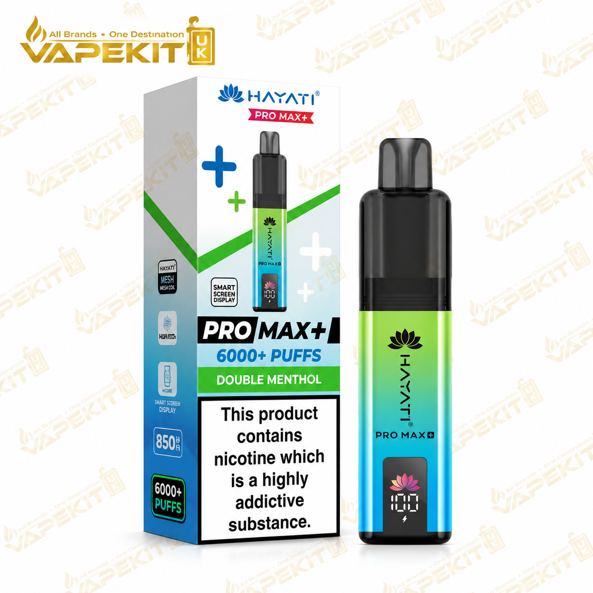 Hayati Pro Max Plus 6000 Double Menthol 20mg pod kit - VapeKitUK