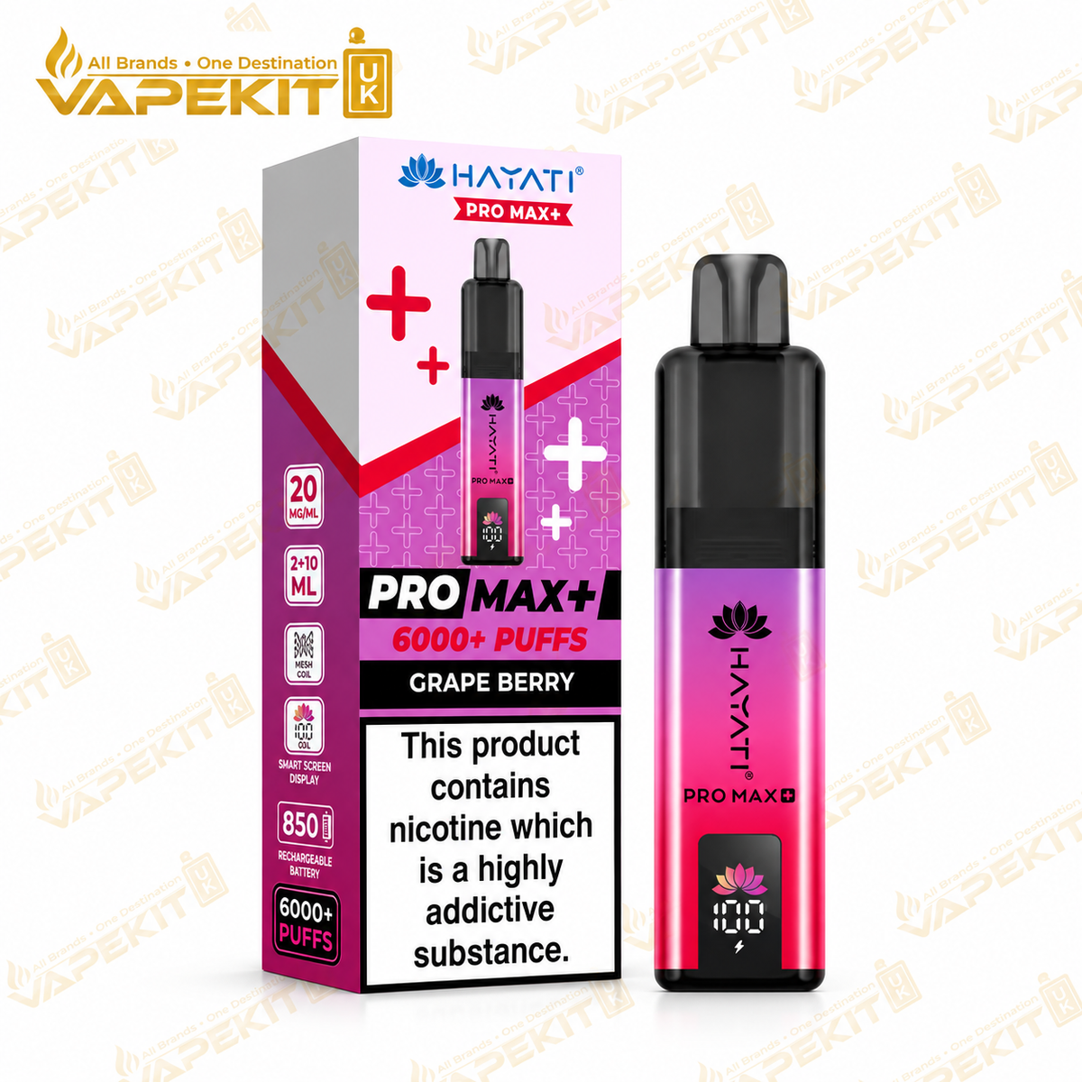 Hayati Pro Max Plus 6000 Grape Berry 20mg pod kit - VapeKitUK