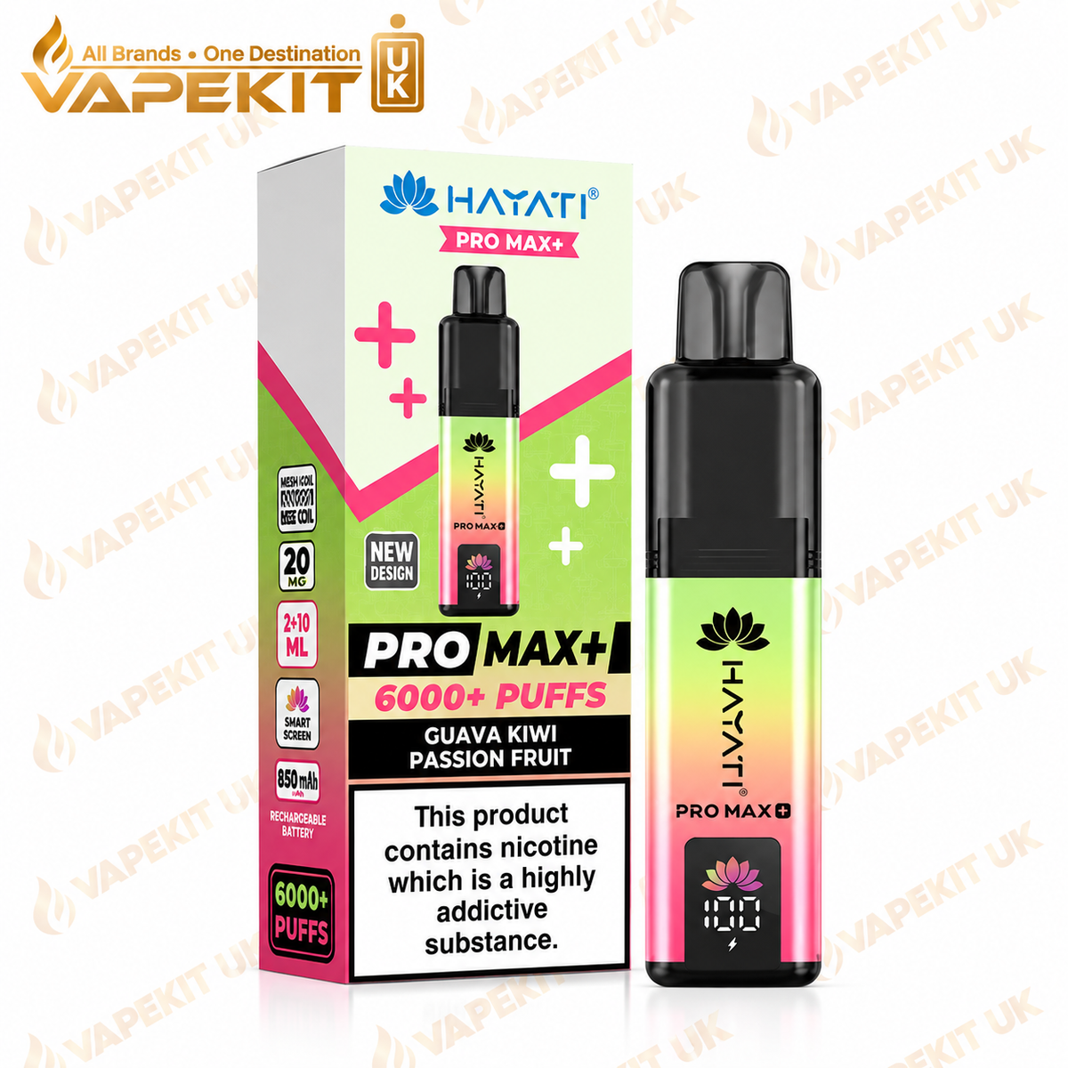 Hayati Pro Max Plus 6000 Guava Kiwi Passion Fruit 20mg pod kit - VapeKitUK