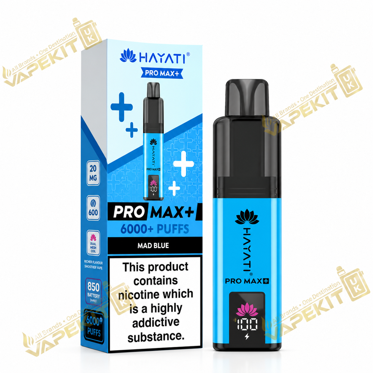Hayati Pro Max Plus 6000 Mad Blue 20mg prefilled pod kit VapeKitUK