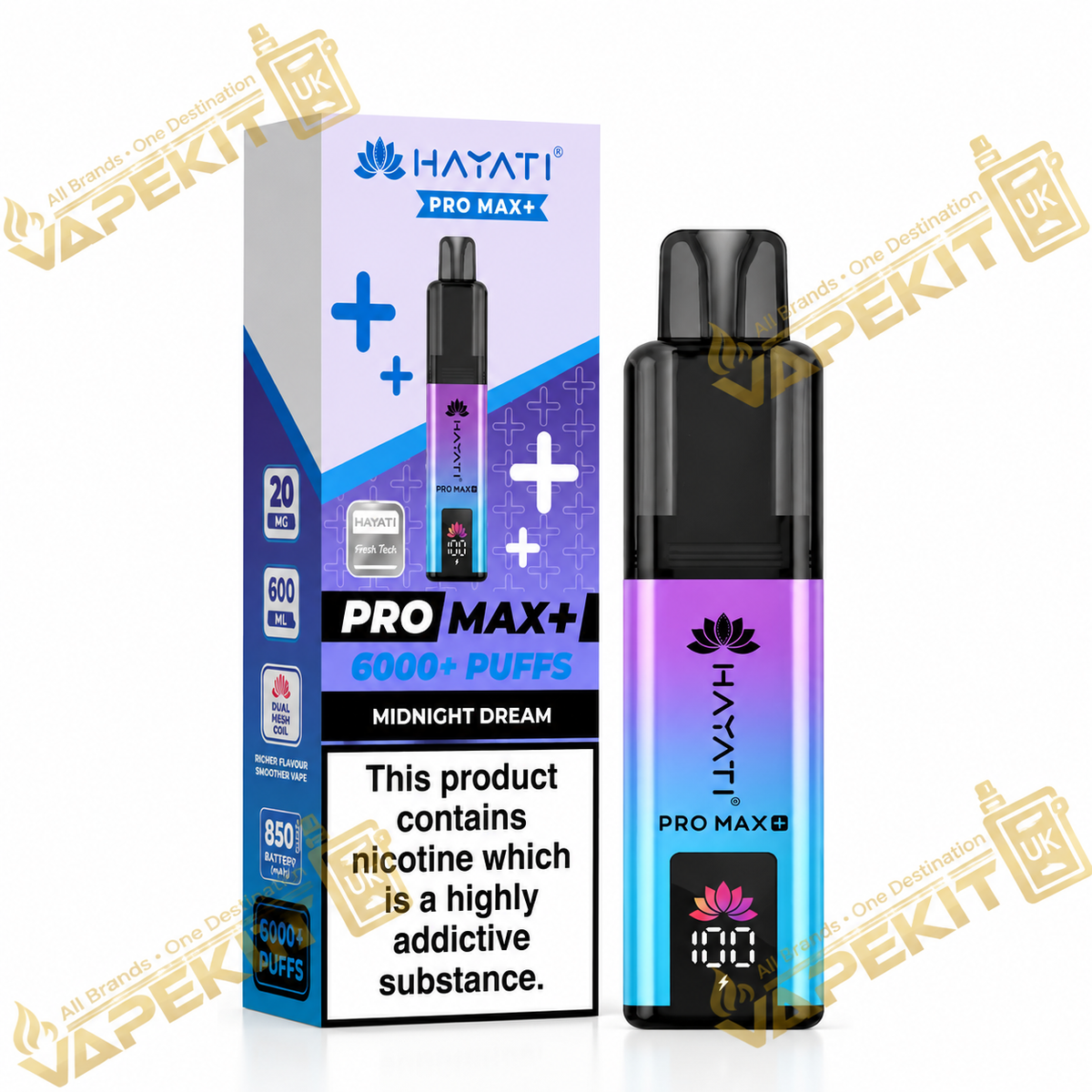 Hayati Pro Max Plus 6000 Midnight Dream 20mg prefilled pod kit VapeKitUK