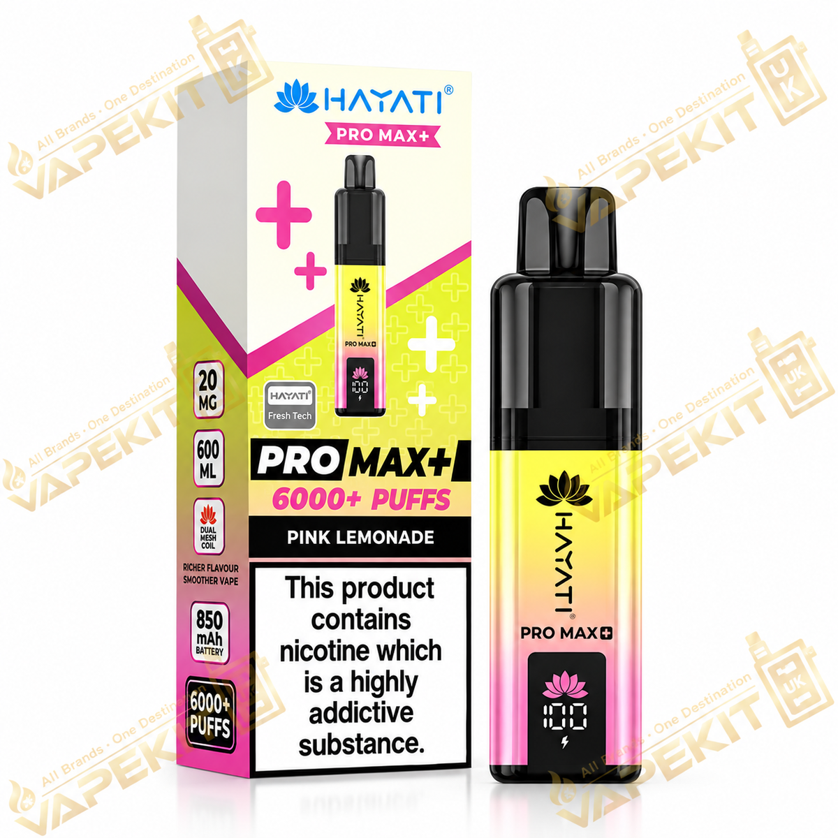 Hayati Pro Max Plus 6000 Pink Lemonade 20mg Hayati 6K prefilled pod kit VapeKitUK