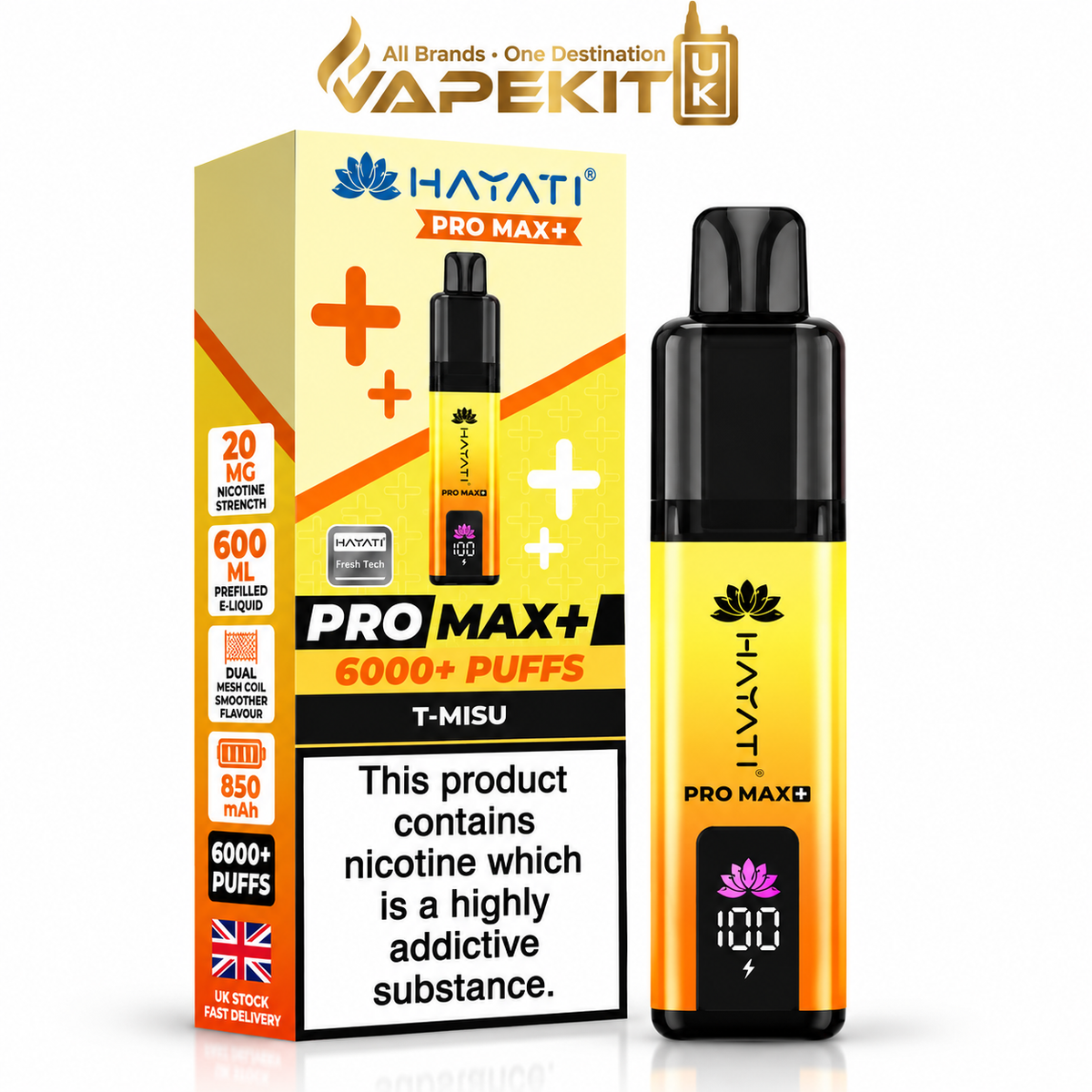 Hayati Pro Max Plus 6000 T-Misu 20mg Hayati 6K prefilled pod kit VapeKitUK