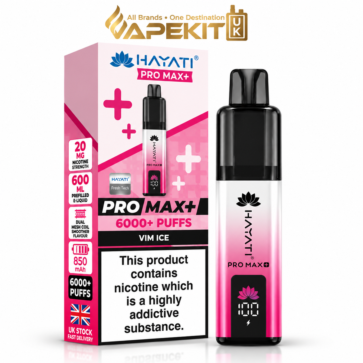 Hayati Pro Max Plus 6000 Vim Ice 20mg Hayati 6K prefilled pod kit VapeKitUK