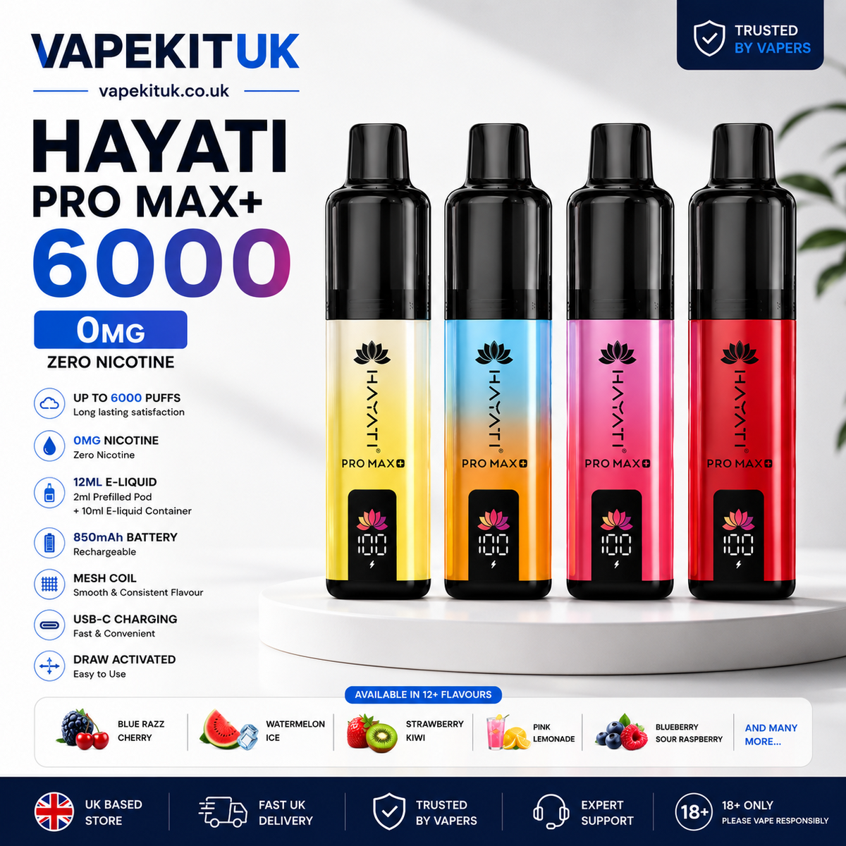 Hayati Pro Max Plus 6000 nicotine free vape kit VapeKitUK