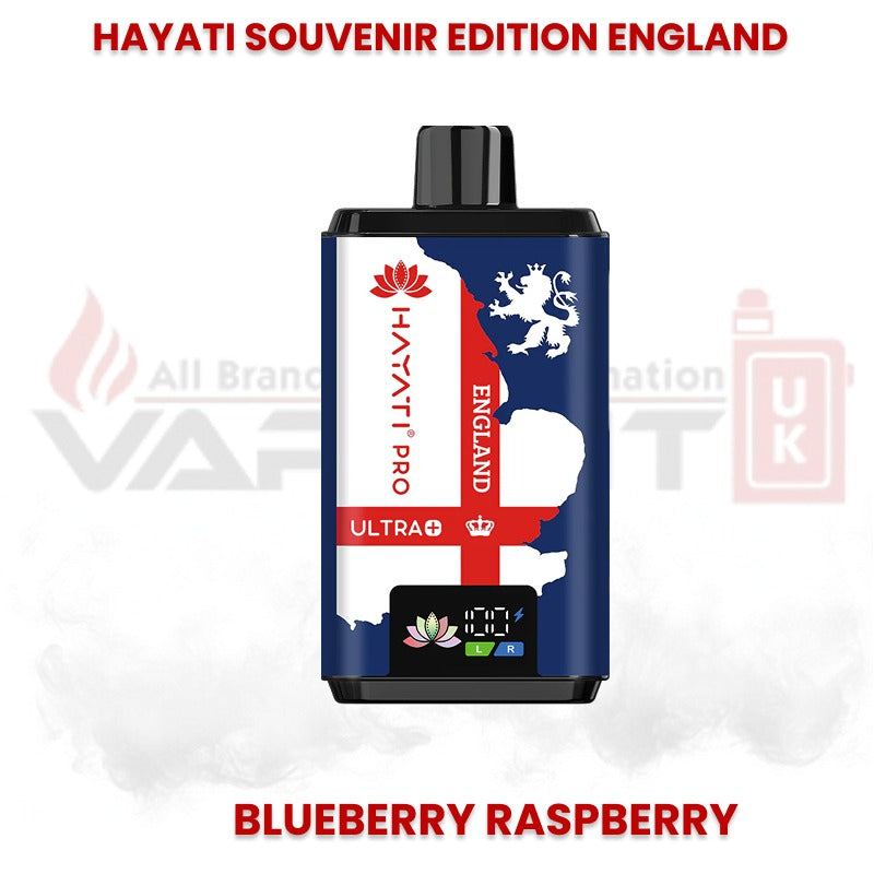 'Hayati' branding and 'Blueberry Raspberry' flavor limited edition