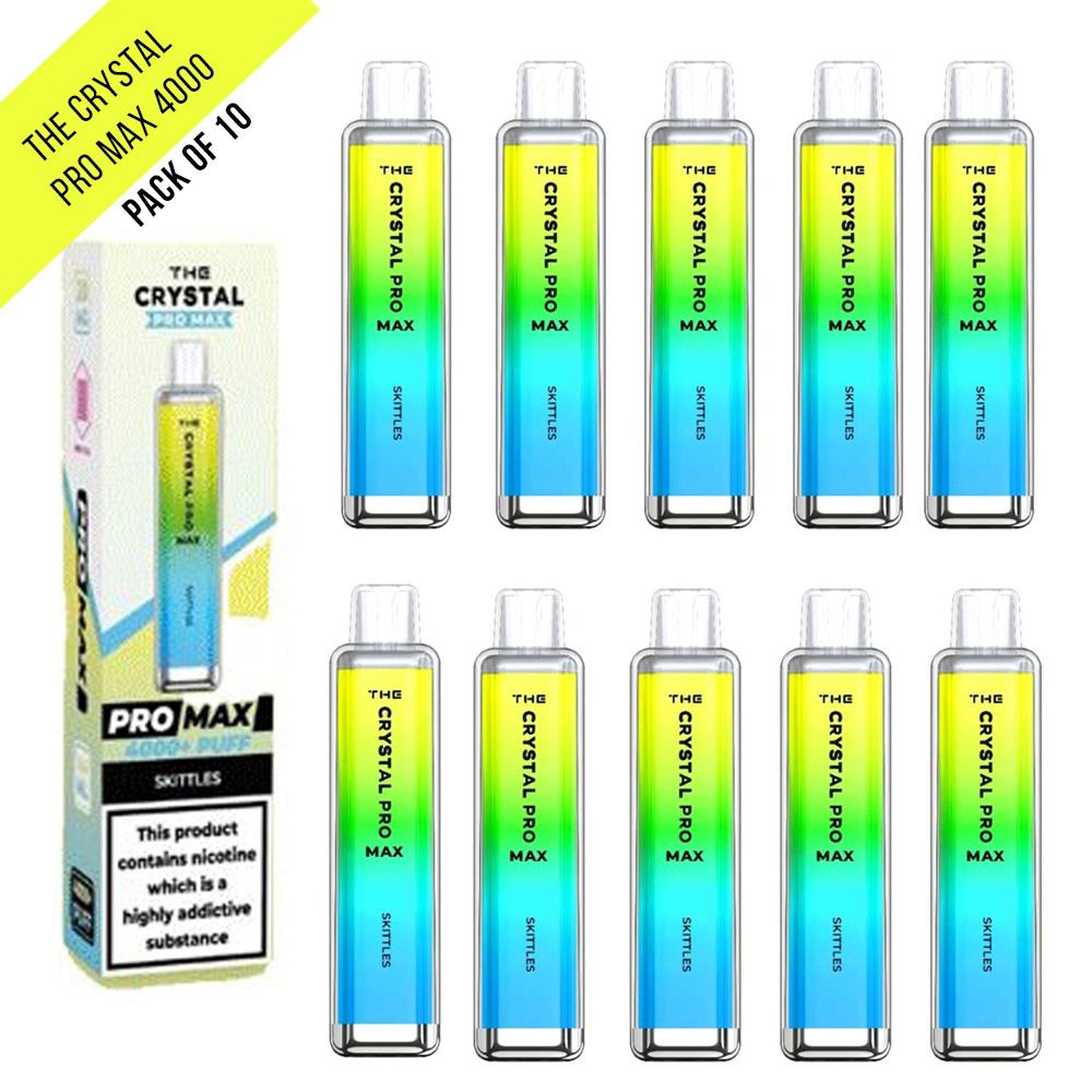 Skittles 4000 Puffs Crystal Pro Max Disposable Vape (Pack of 10) - Vape Store UK | Online Vape Shop | Disposable Vape Store | Ecig UK