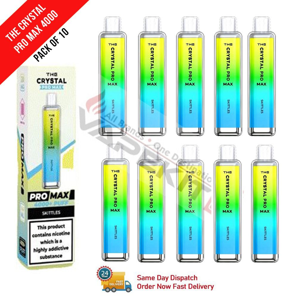 Skittles 4000 Puffs Crystal Pro Max Disposable Vape (Pack of 10) - Vape Store UK | Online Vape Shop | Disposable Vape Store | Ecig UK