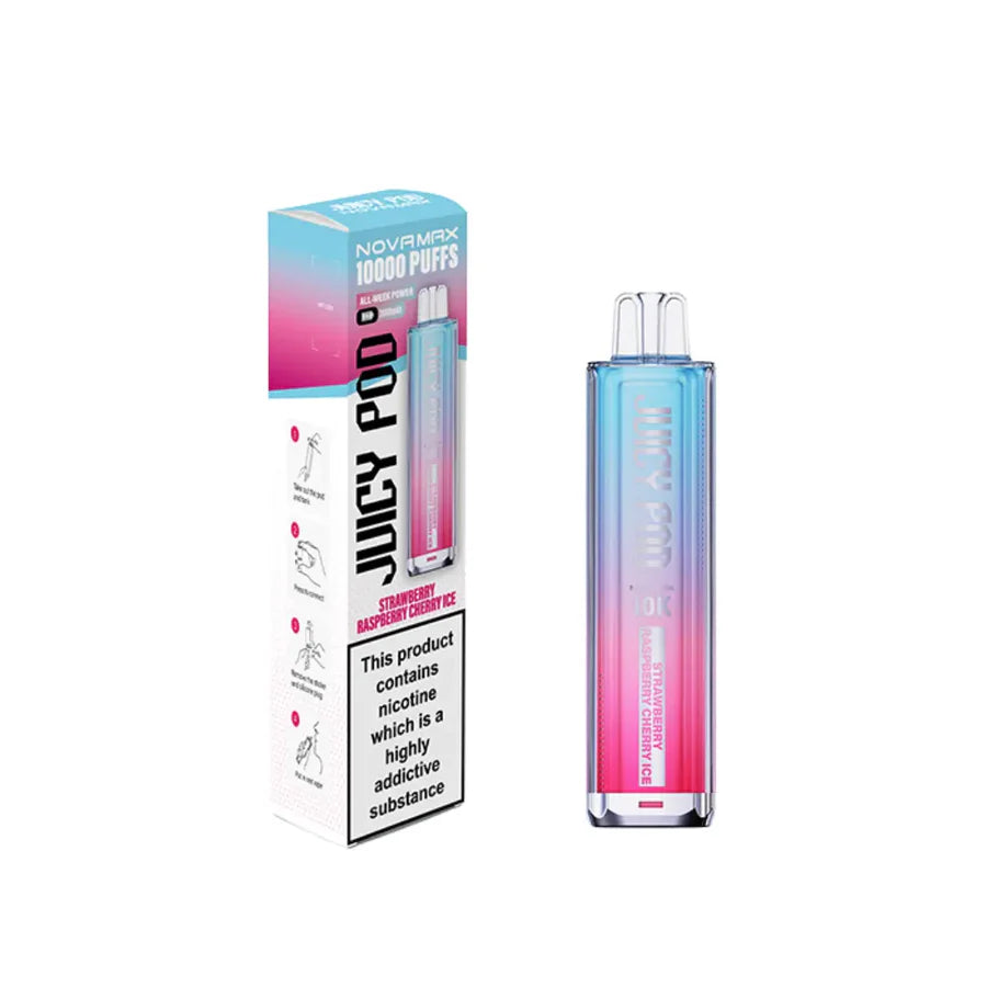 Juicy Pod Novamax 10K Prefilled Pod Kit Strawberry Raspberry Cherry Ice