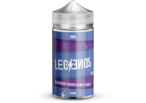 Legends Blueberry Bubblegum and Grape 200ml e-liquid bottle