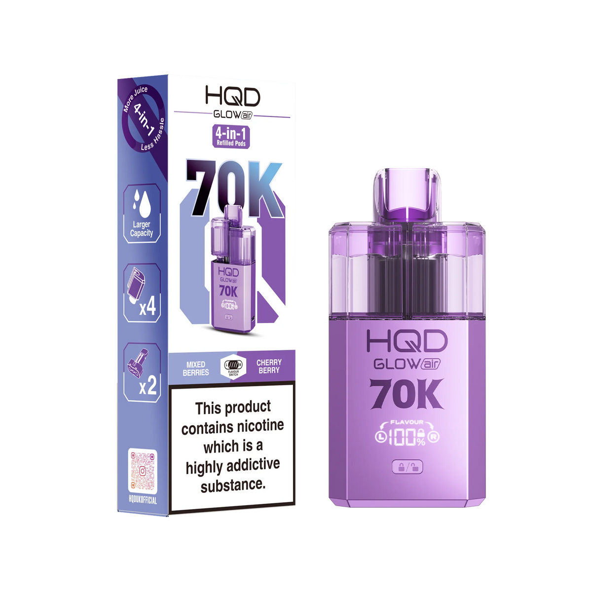 HQD 70K Rechargeable Vape Kit Mixed Berries/ Cherry Berry
