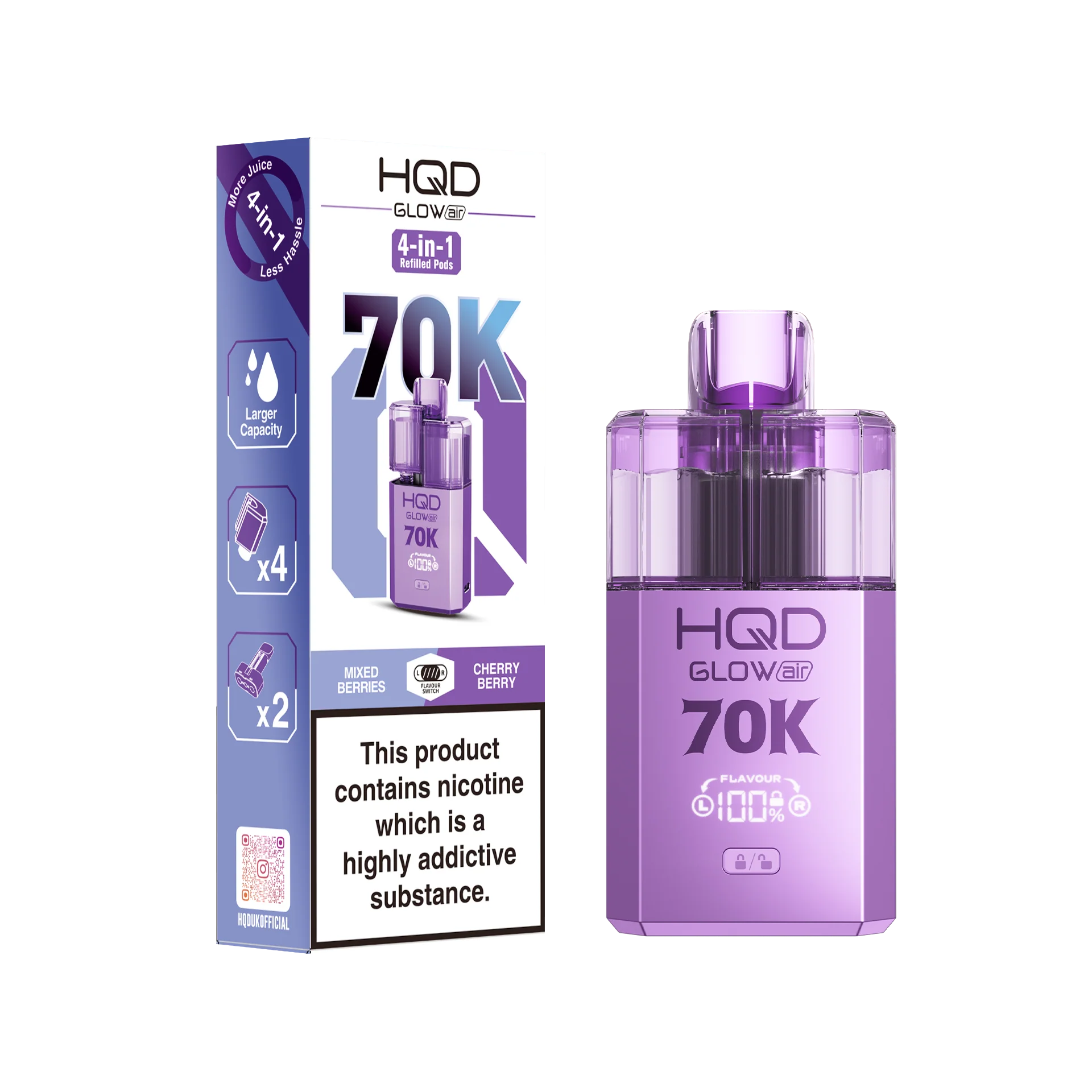HQD 70K Rechargeable Vape Kit Mixed Berries/ Cherry Berry