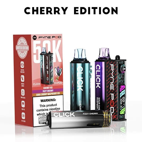 Box of 5 Pyne Pod Click 50k Prefilled Vape Kit Cherry Edition