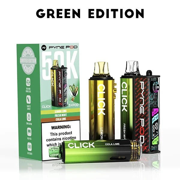 Box of 5 Pyne Pod Click 50k Prefilled Vape Kit Green Edition