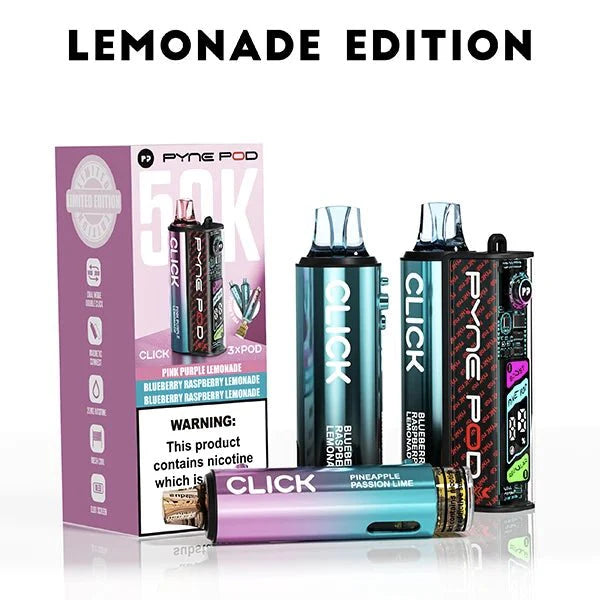 Box of 5 Pyne Pod Click 50k Prefilled Vape Kit Lemonade Edition