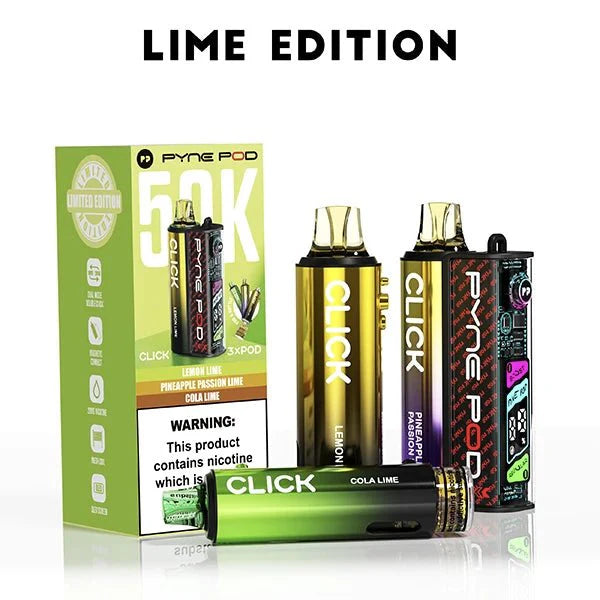 Box of 5 Pyne Pod Click 50k Prefilled Vape Kit Lime Edition