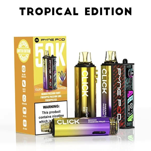 Box of 5 Pyne Pod Click 50k Prefilled Vape Kit Tropical Edition