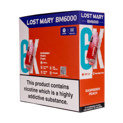 Raspberry Peach Lost Mary BM6000 Pack of 5