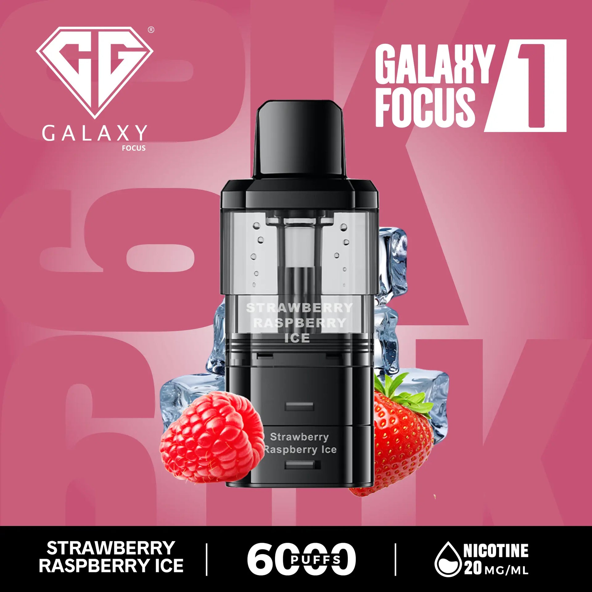 Crystal Galaxy Focus 6000 Pod Strawberry Raspberry Ice