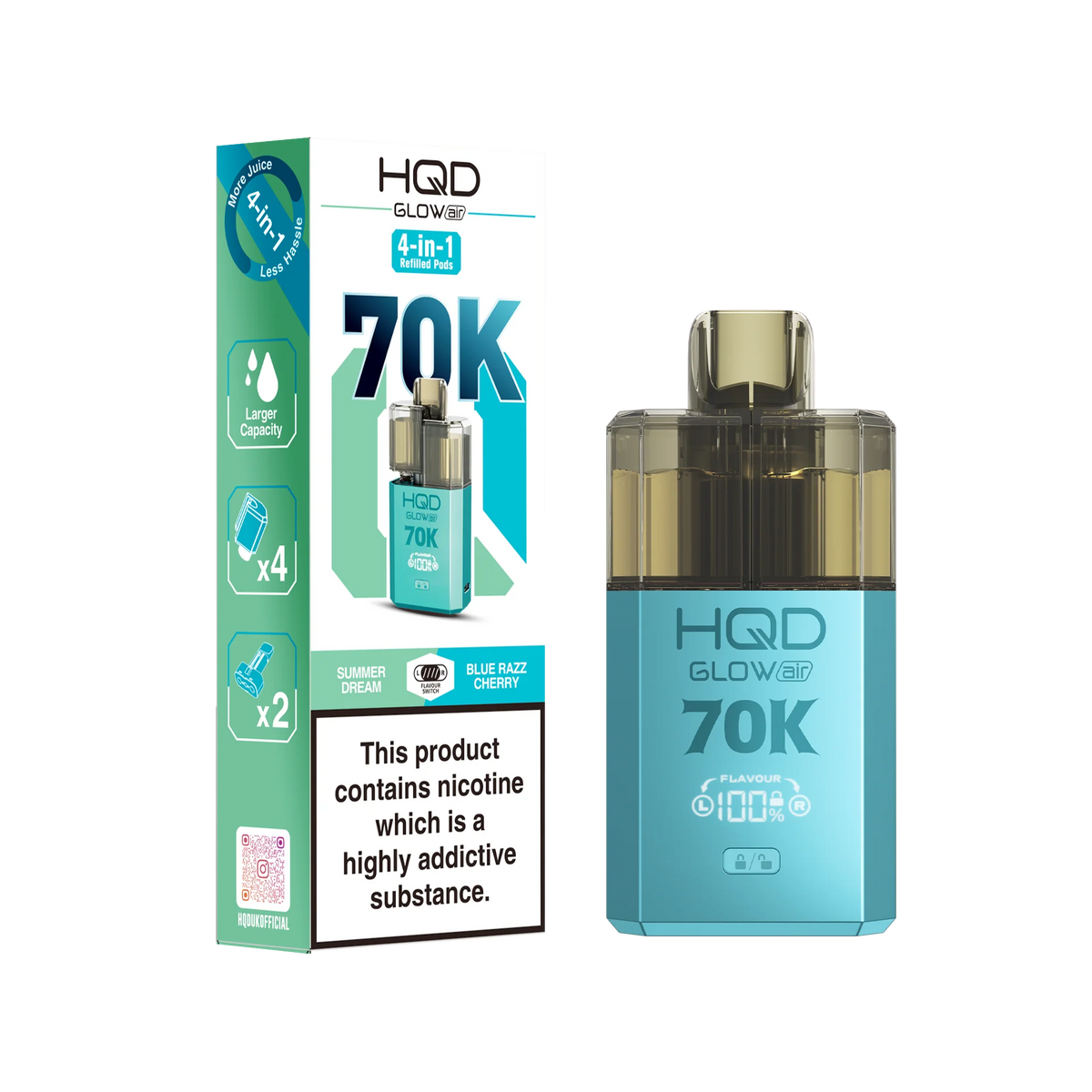 HQD 70K Rechargeable Vape Kit Summer Dream/ Blue Razz Cherry