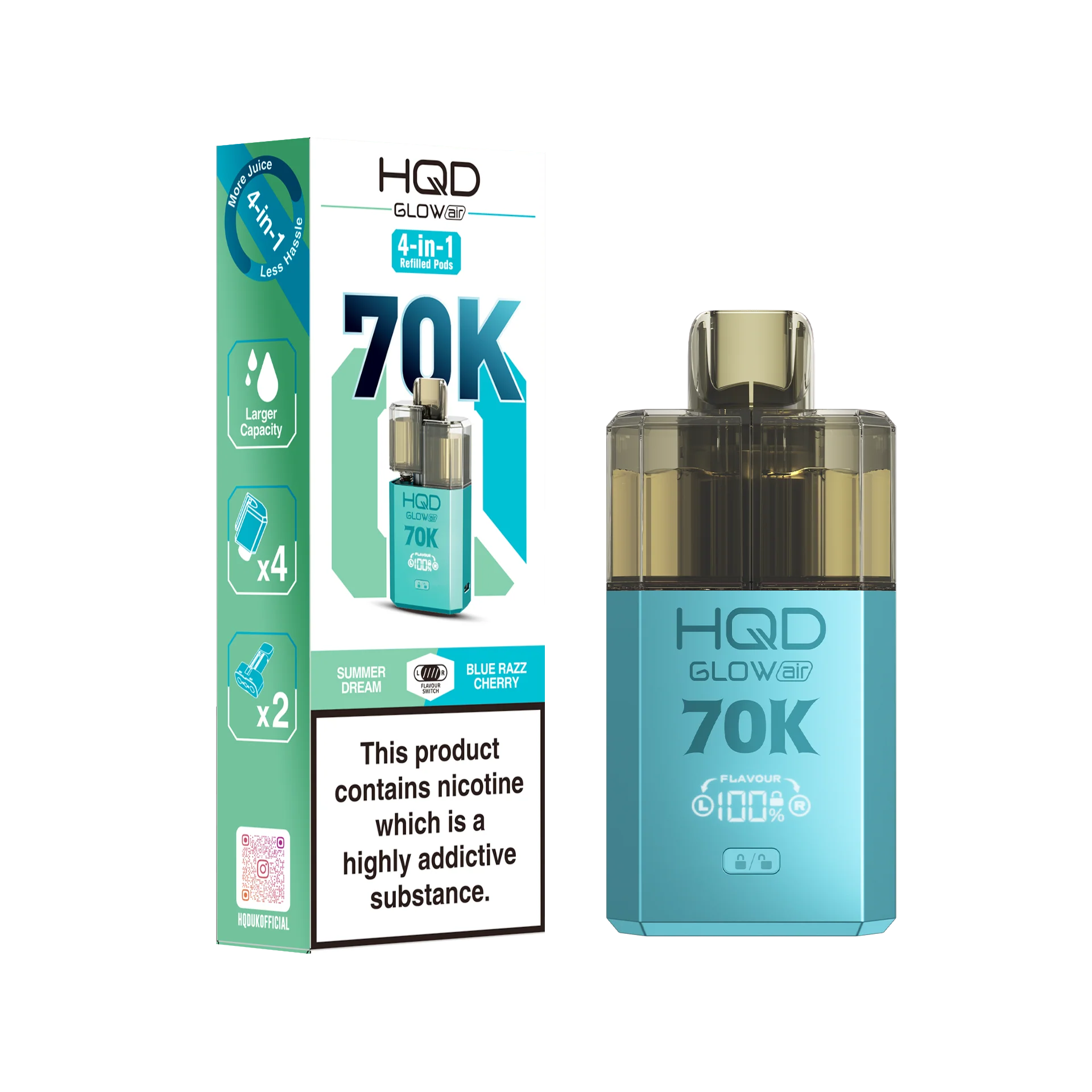 HQD 70K Rechargeable Vape Kit Summer Dream/ Blue Razz Cherry
