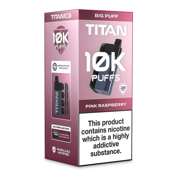 Titan 10K Vape Rechargeable Prefilled Pod Pink Raspberry