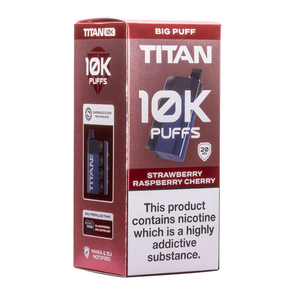 Titan 10K Vape Rechargeable Prefilled Pod Strawberry Raspberry Cherry