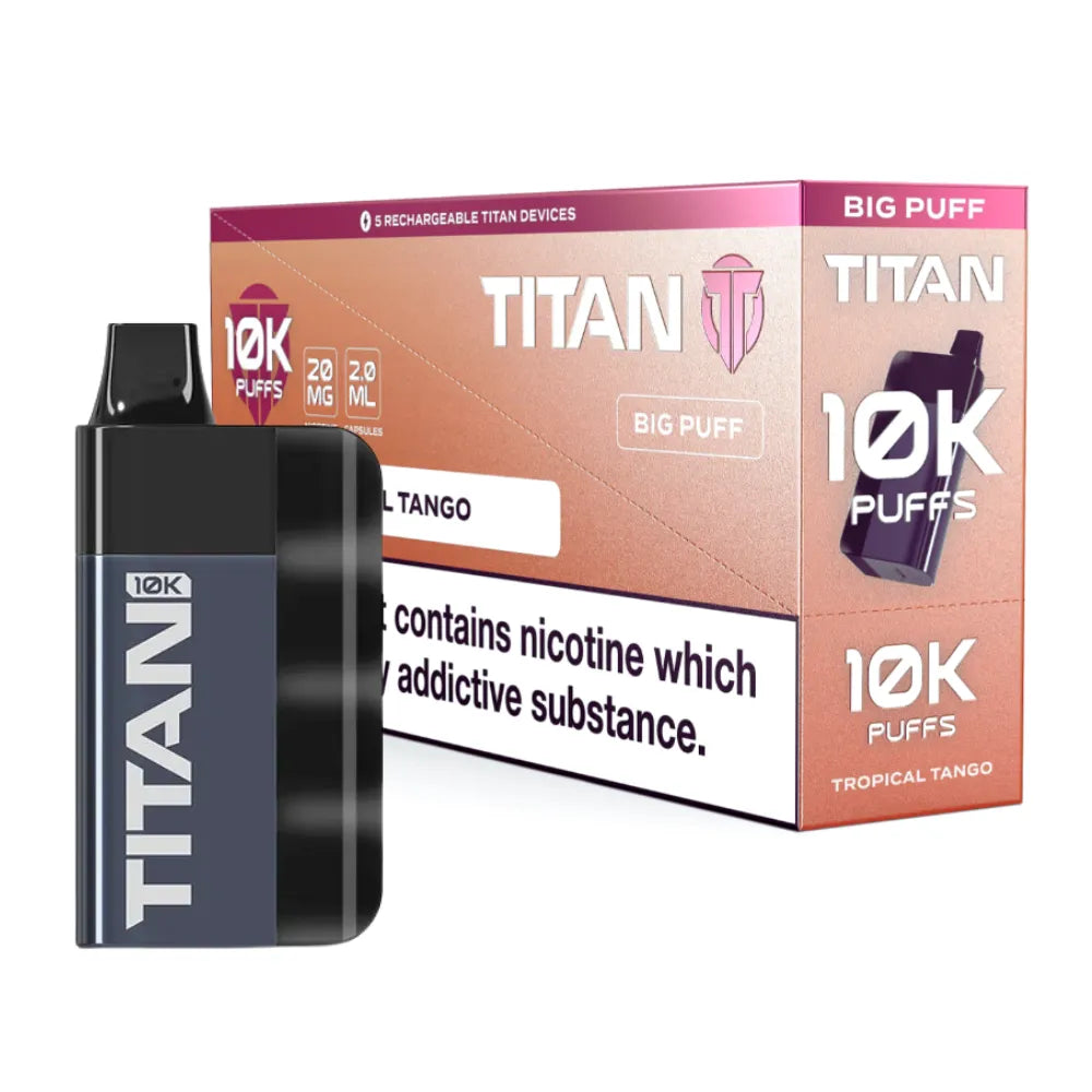 Titan 10K Box of 5 Rechargeable Prefilled Vape Tropical Tango