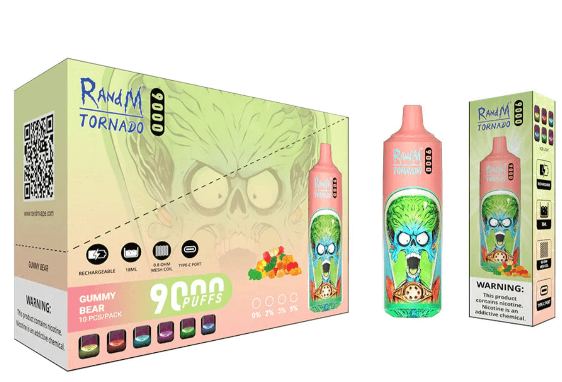 RandM Tornado Gummy Bear 9000 Puffs Bar 10 Pack- £73.95