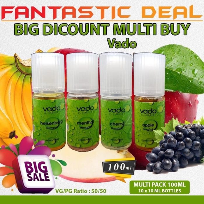 Vado Vape E Liquid 10 x 10ml 100ml 0 mg 3mg 6mg 12mg 18mg nicotine – 50/50 VG/PG - Vapkituk