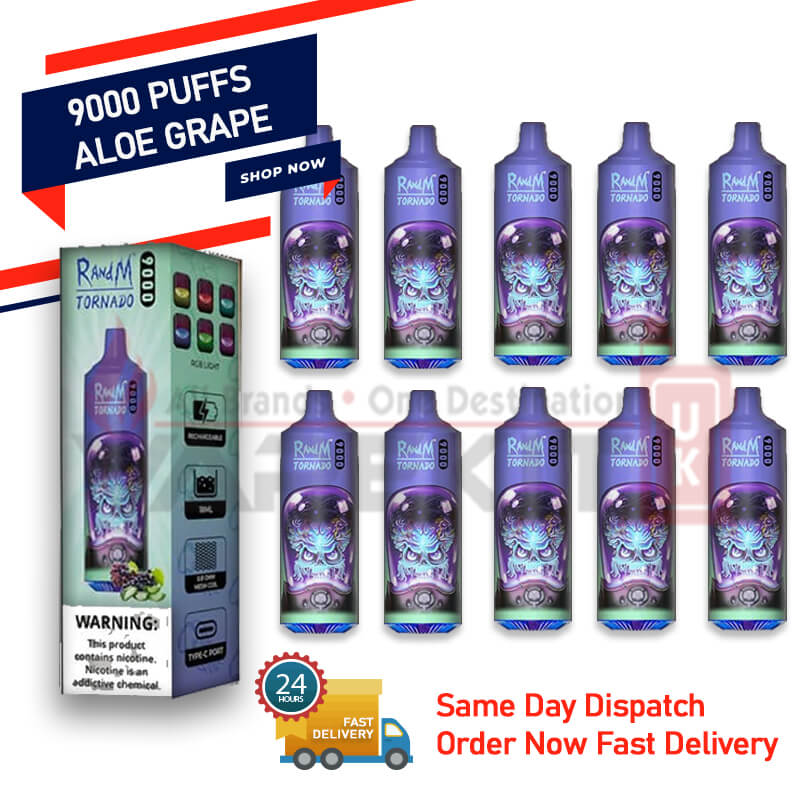 Aloe Grape RandM Tornado Vape 9000 Disposable
