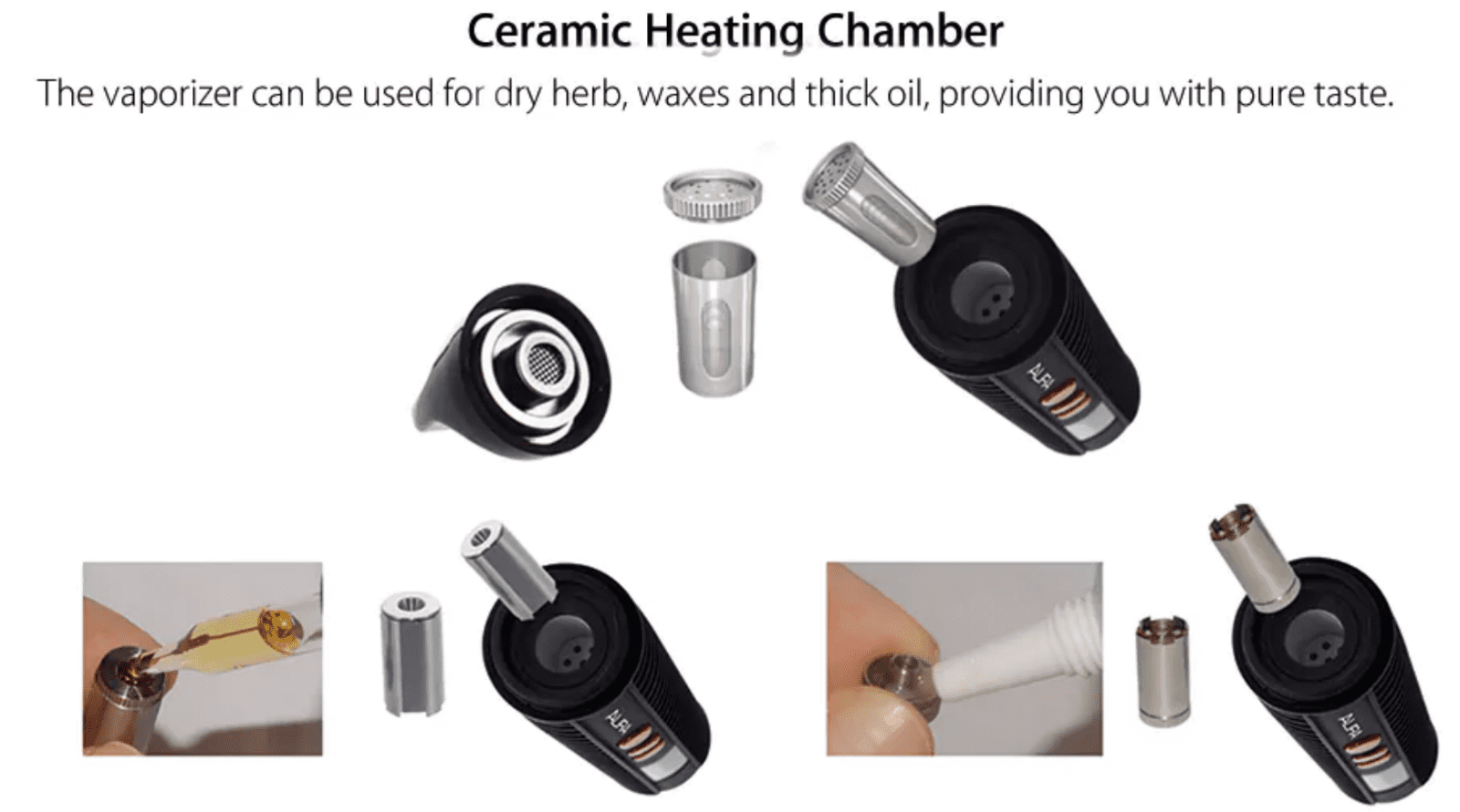 Flowermate Aura 3-in-1 Dry Herb Oil & Wax Vaporizer 2600mAh Black - Vapkituk