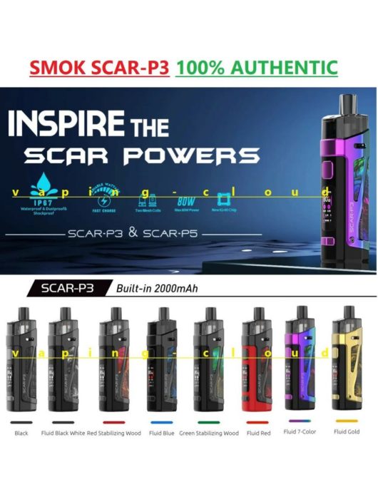 Brand New Smok Scar P3 Pod System Vape Kit 100% Authentic Starter ecig Kit Mod - Vape Store UK | Online Vape Shop | Disposable Vape Store | Ecig UK