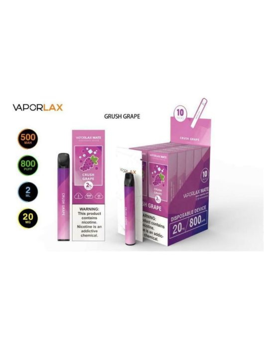VAPORLAX MATE Disposable Vape Pod  Grush Grape