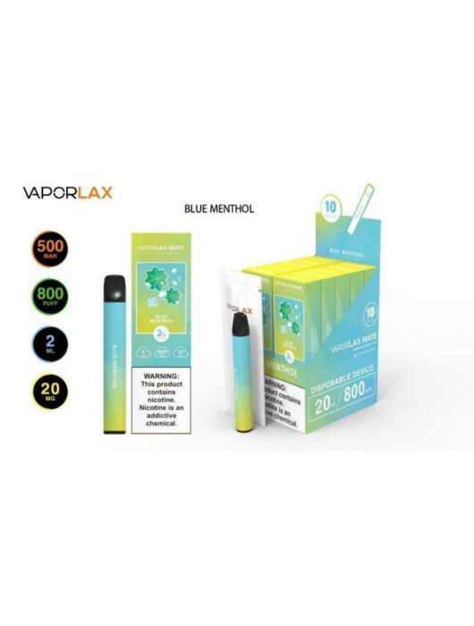 VAPORLAX MATE Disposable Vape Pod Blue Menthol