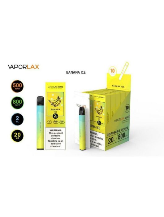 VAPORLAX MATE Disposable Vape Pod banana ice