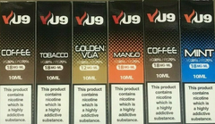 VU9 E Liquid 10 x 10ml Bottles E Juice Vape Juice 70/30 VG/PG in 6mg, 12mg 18mg